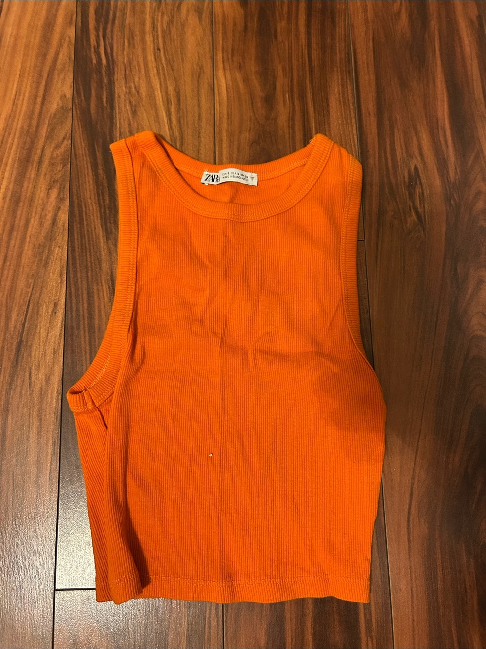 Zara Vibrant Orange Ribbed Crop Tank